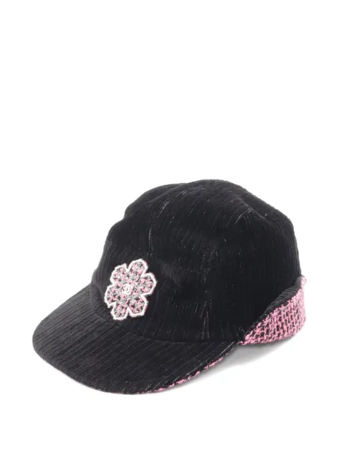 CHANEL Pre-Owned 1980s tweed corduroy cap Black 1065396