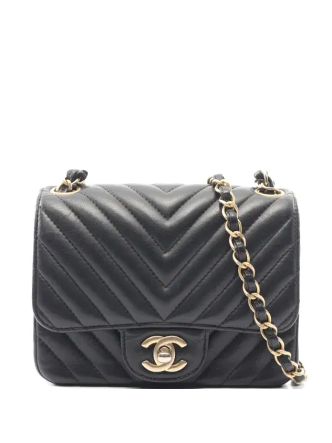 CHANEL Pre-Owned 2019 mini chevron shoulder bag Black 106761627595954