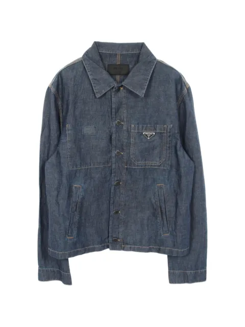 Prada Pre-Owned chambray Triangle Logo denim jacket Blue 1064511
