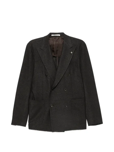 Tagliatore herringbone-pattern double-breasted blazer Brown 1SVS20K210029