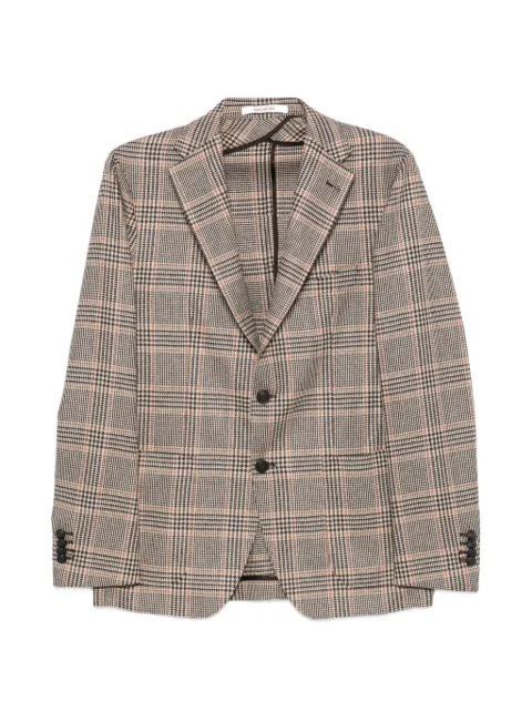 Tagliatore check-pattern notched-lapel blazer Brown 1SMC22KC90061