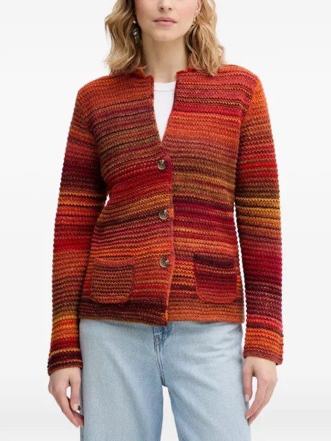 Benetton striped-knit button-up cardigan Red 105CD6880