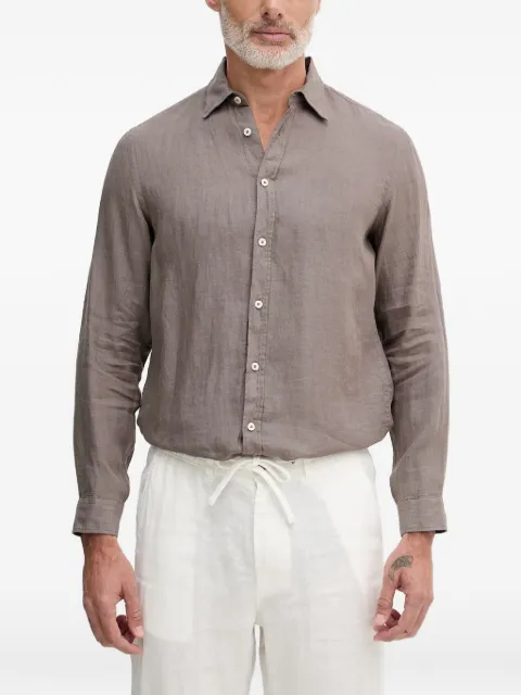 Benetton linen long-sleeve shirt Brown 5BKU5QJG8