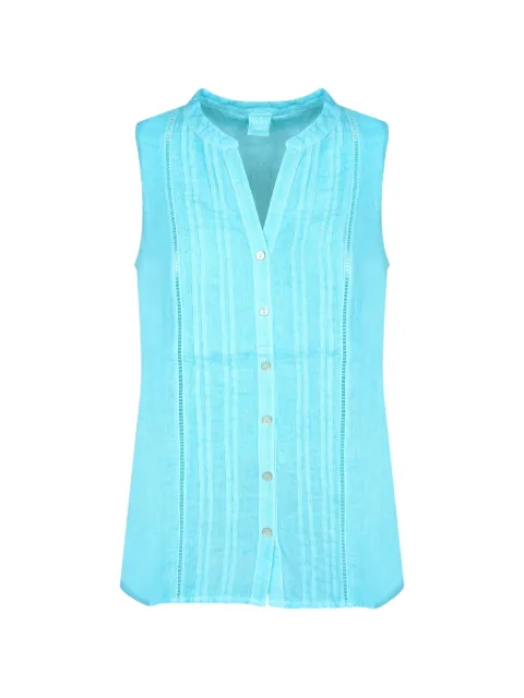 120% Lino pintuck-detail sleeveless top Blue 33ALIW1PKT0000115S00022
