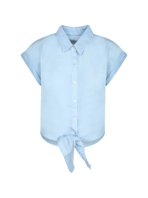 120% Lino tie-fastening short-sleeve shirt Blue 33ALIW1PKZ0000115S00024