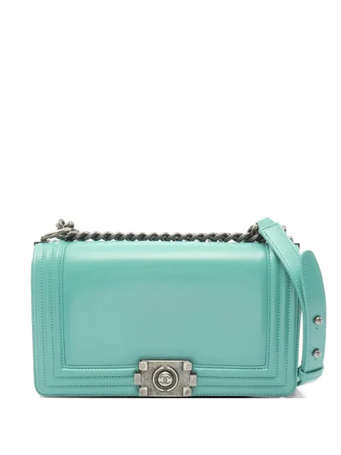CHANEL Pre-Owned 2015–2016 Boy chain shoulder bag Green 106828021501764