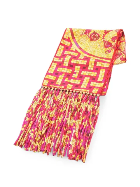 Hermès Pre-Owned 2010s Mosaique au 24 fringe scarf Pink 1062582