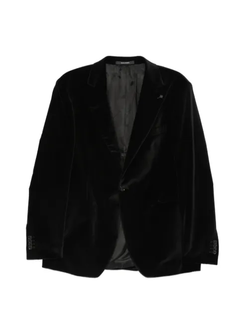 Tagliatore velvet-effect peak-lapel jacket Black 1FNJ15A800021