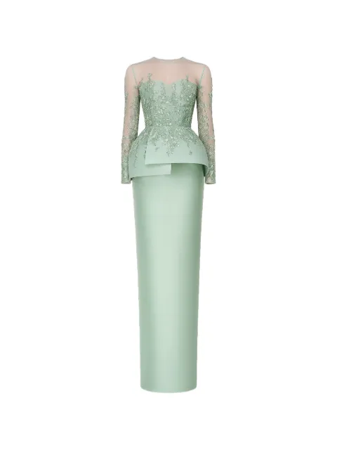Rami Al Ali bead-embellished tubino maxi dress Green RAASS268138FL
