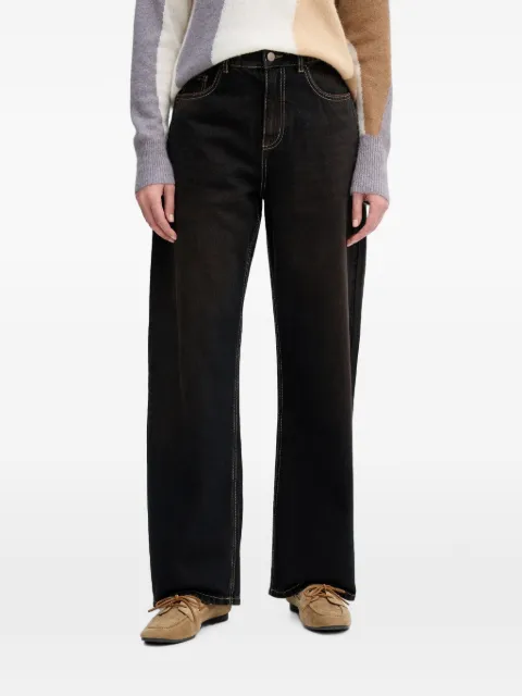Benetton contrast-stitch wide-leg jeans Black 43N1DF0AM
