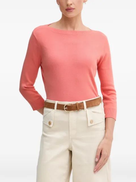 Benetton boat-neck three-quarter sleeve sweater Pink 1C19D10G1