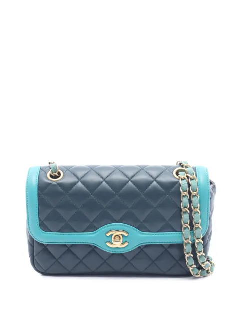 CHANEL Pre-Owned 2016-2017 Medium Quilted Lambskin Two-Tone Day Flap crossbody bag Blue I97C7I3NS0HSVKSB