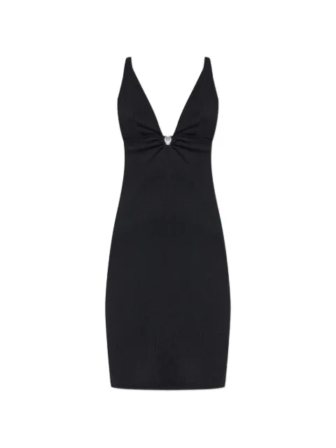 Emporio Armani logo-plaque gathered dress Black EW003275AF20238