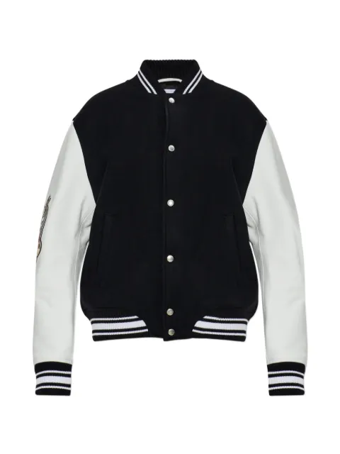 Off-White logo-embroidered leather-sleeve jacket Black 2EK006S26FAB002W026
