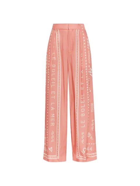 Balmain slogan-print palazzo pants Pink GF0PN215VI91
