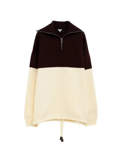LOEWE Anagram-embroidered colour-block sweater Brown H526Y14KO9