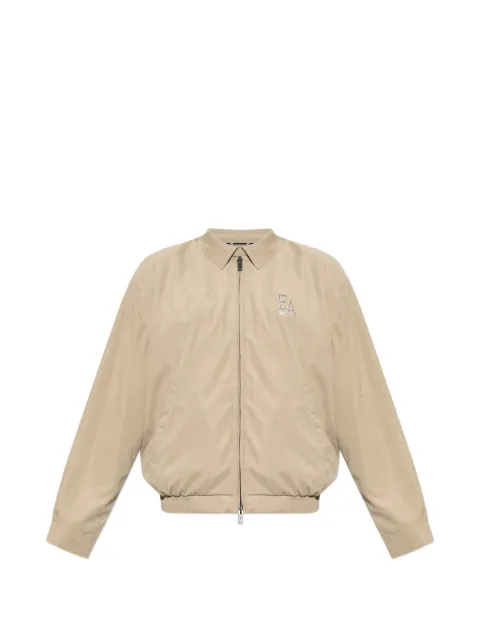 Emporio Armani logo-embroidered zip-up jacket Neutrals EM005135AF23975