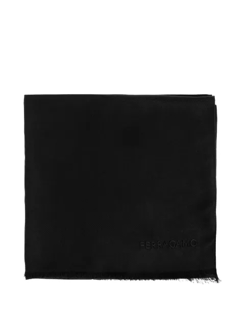 Ferragamo logo-embroidered frayed scarf Black 790481