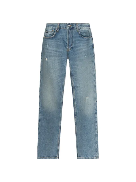 Emporio Armani distressed logo-plaque jeans Blue EM000763AF25398