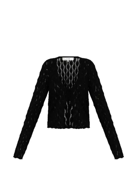 FRAME pointelle-knit tie-fastening cardigan Black WE26KSW045