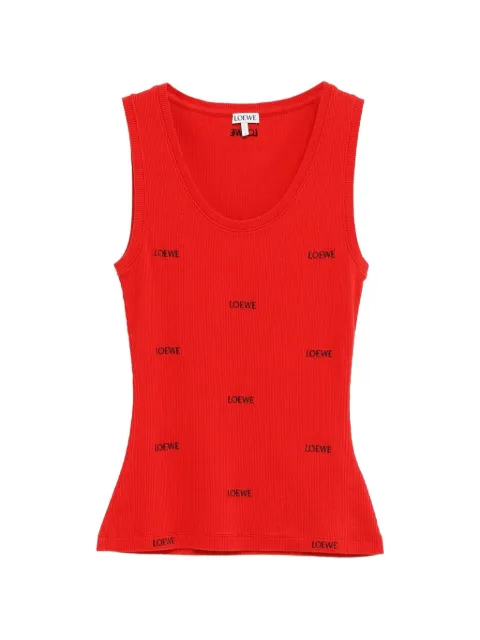 LOEWE logo-embroidered ribbed-knit tank top Red S359Y23XBA