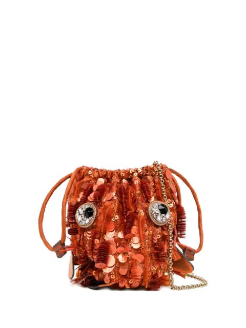 Anya Hindmarch sequin-embellished crystal-detail crossbody bag Orange 205917