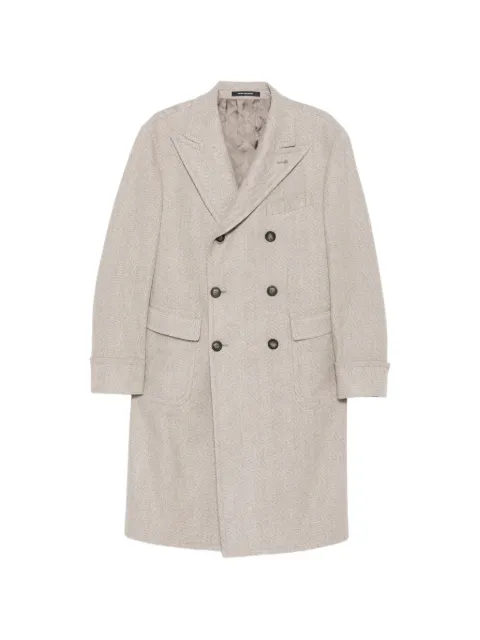 Tagliatore double-breasted herringbone-pattern coat Neutrals CRUPERT550067S