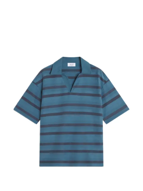 Maison Kitsuné striped short-sleeve polo-collar T-shirt Blue QM00204KA0039