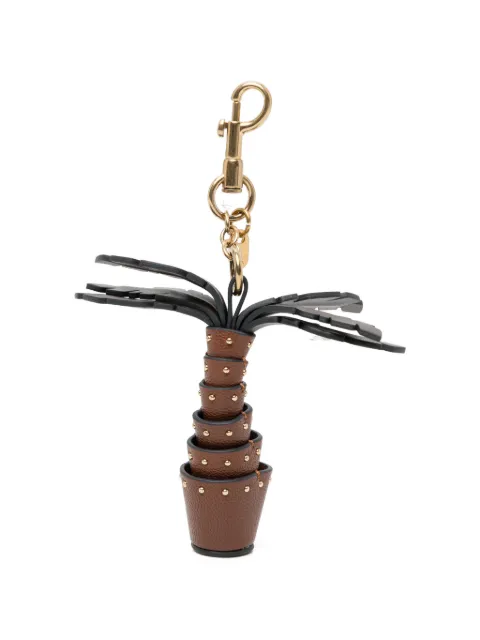 Anya Hindmarch Palm Tree stud-embellished keyring Brown 205603