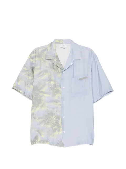 Maison Kitsuné floral-print panelled shirt Blue QM00408WW9110