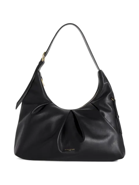 Maison Kitsuné Bloom pleated-leather shoulder bag Black QU05103LR0058