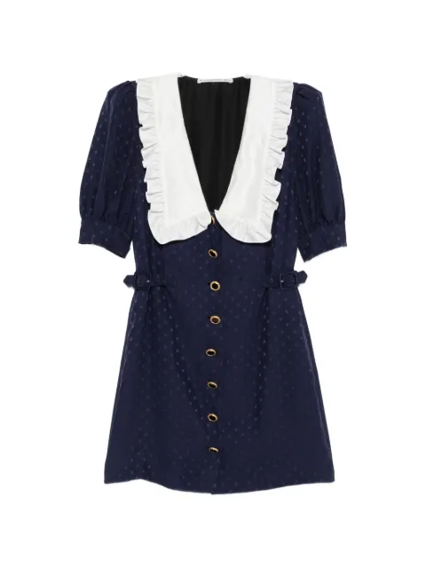 Alessandra Rich star-jacquard mini dress with buckles Blue FABX4390F4853