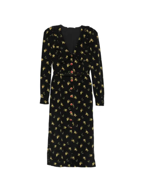 Alessandra Rich floral-print ruffled midi dress Black FABX4389F4817