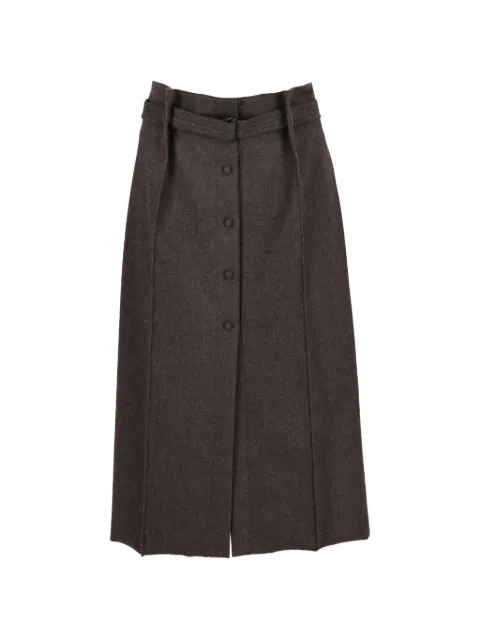 Fendi Pre-Owned logo belted midi skirt Brown CVM26110