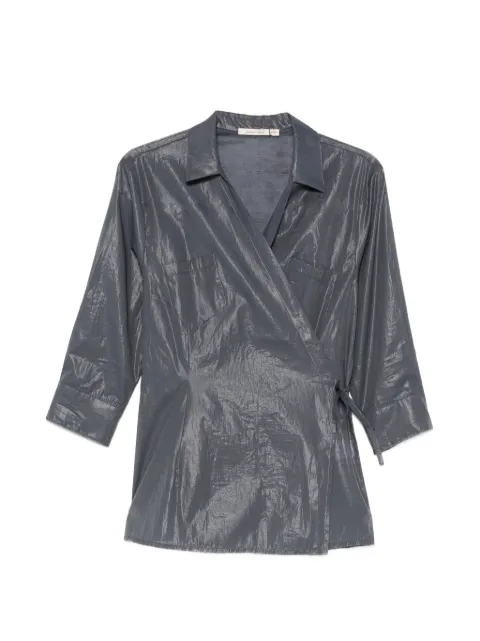 Paloma Wool wrap-style chest-pocket blouse Blue WV1901