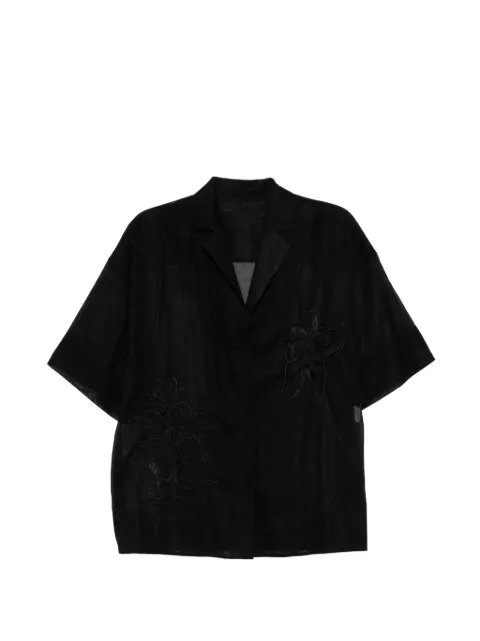 LESS floral-appliqué shirt Black 2Q6214220