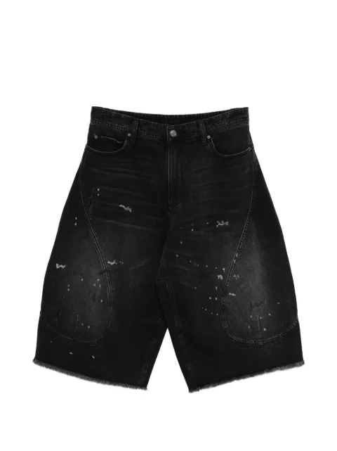CROQUIS paint-splatter frayed-edge denim shorts Black 9Q6E10070