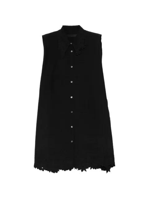JNBY floral-embroidered crinkled-finish shirt dress Black 5Q5G14890