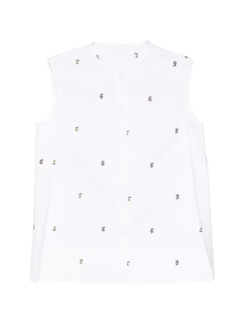 LESS floral-embroidered vest White 2Q5213080