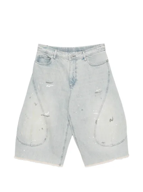 CROQUIS distressed paint-splatter shorts Blue 9Q6E10070