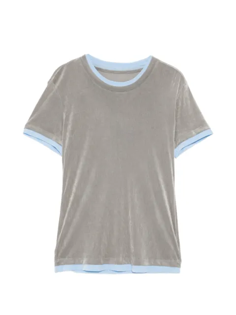 JNBY contrast-trim velvet T-shirt Grey 5Q5115310