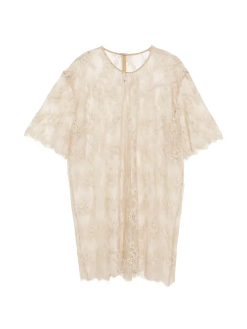 JNBY floral-embroidered lace T-shirt Neutrals 5Q5110680