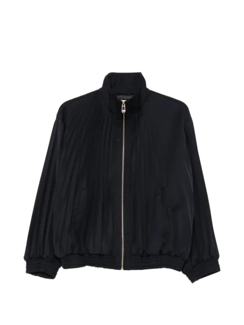 SANDRO plissé-effect zip-up bomber jacket Blue SFPBL01450