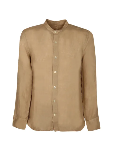 120% Lino mandarin-collar long-sleeve shirt Brown 33ALIM11590000115000092