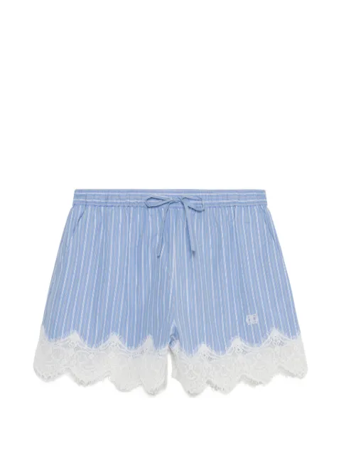 SIMKHAI Emmie lace-trim striped-pattern shorts Blue 3264050S