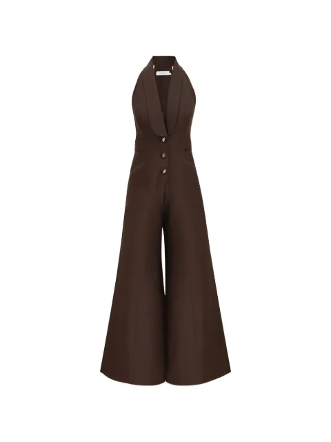 ZIMMERMANN halterneck wide-leg jumpsuit Brown 7387US262