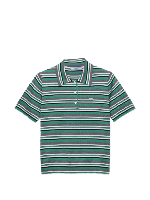 Prada short-sleeved striped cotton polo shirt Green P24E3ASOOO193W