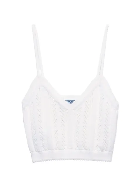 Prada openwork cotton crop top White P29C20SOOO193Q