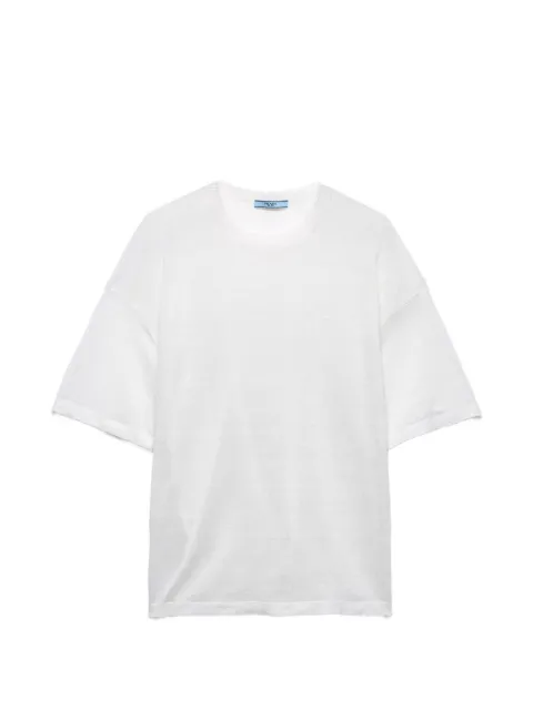 Prada short-sleeved linen T-shirt White P24D3QSOOO193R
