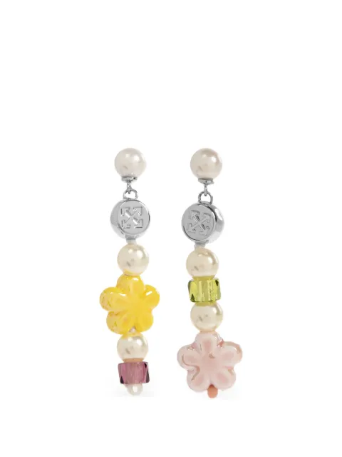 Off-White Arrows-motif floral-beaded earrings Silver OWOD2A9S26MET0017284